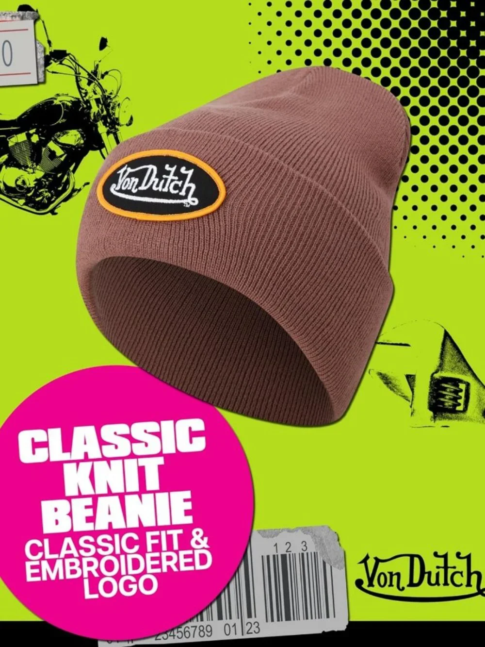 Unisex Cuffed Knit Beanie | Ultra-Soft Acrylic, Embroidered Logo, Retro Style